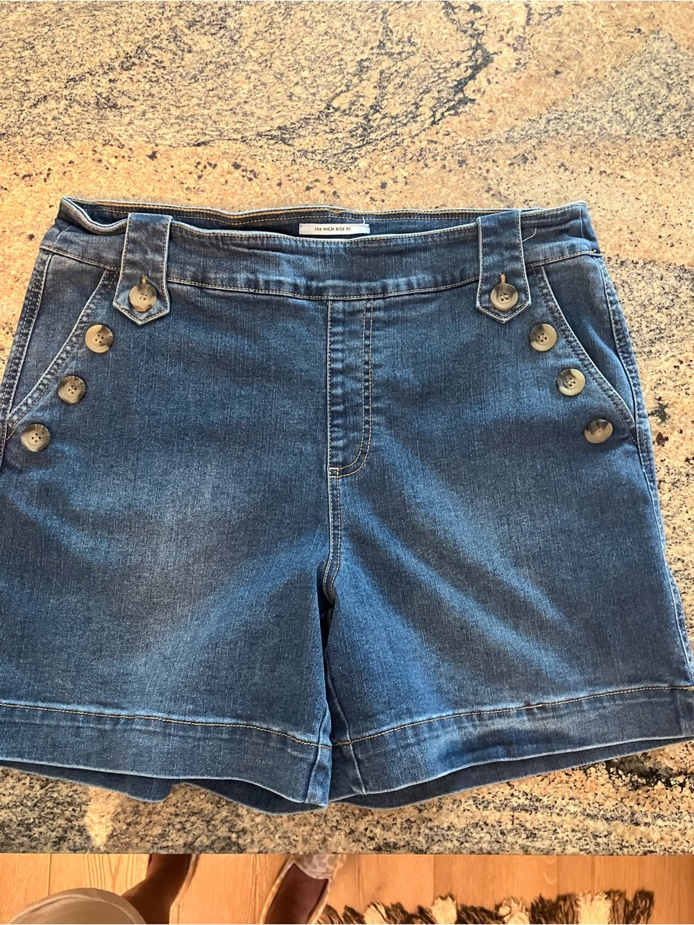 Westbound Denim Shorts with Button Detail in Blue
